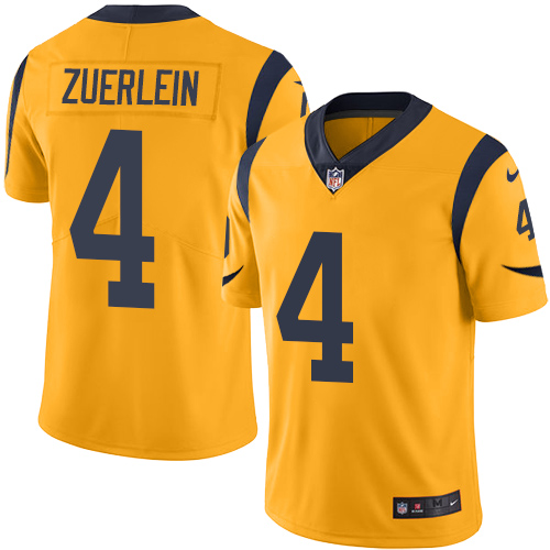 Nike Rams #4 Greg Zuerlein Gold Men's Stitched NFL Limited Rush Jersey